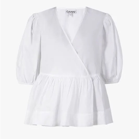 GANNI White Wrap Blouse - Picture 2 of 6